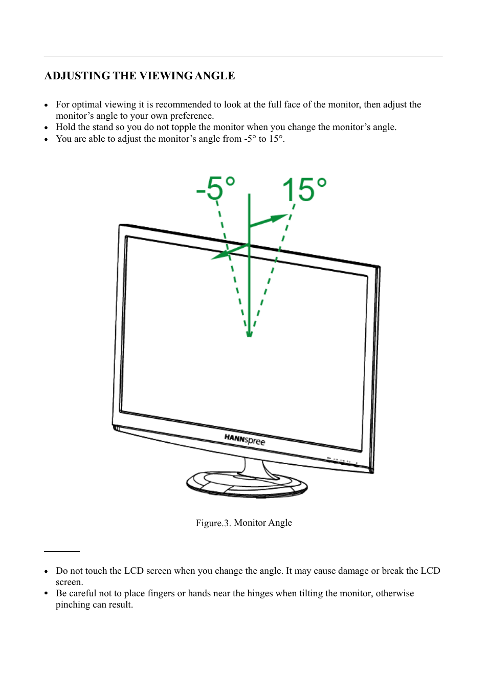 Adjusting the viewing angle | HANNspree SL231 User Manual | Page 10 / 22