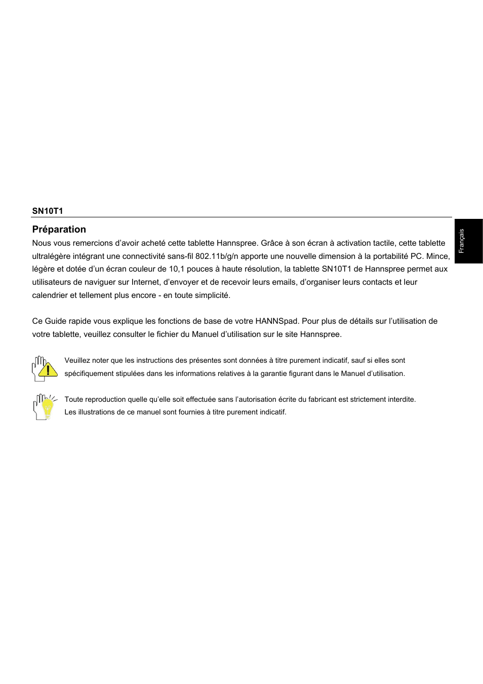 S_sn10t1_q_all_v01_6_french-1014, Préparation | HANNspree SN10T1 User Manual | Page 15 / 32
