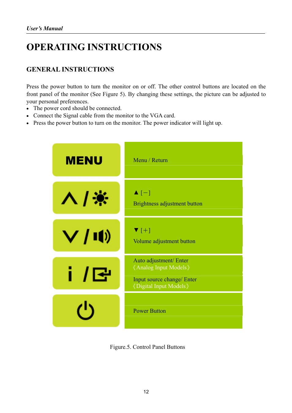 Operating instructions, General instructions | HANNspree HF207 User Manual | Page 12 / 23