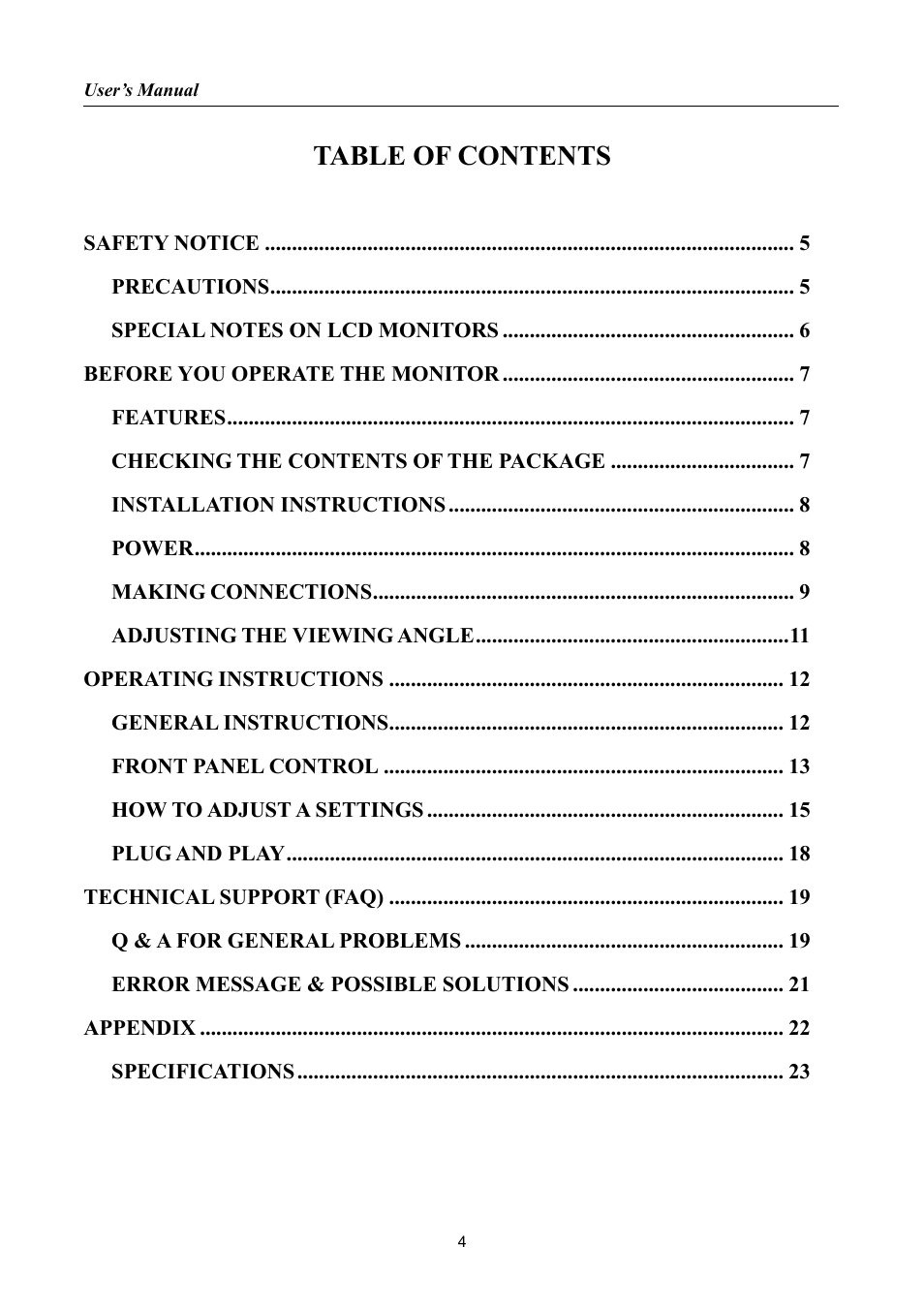 HANNspree HF207 User Manual | Page 4 / 23