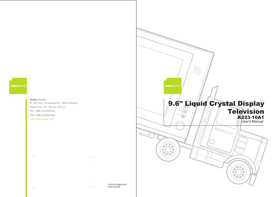 HANNspree 9.6'' Liquid Crystal Display Television K223-10A1 User Manual | 61 pages