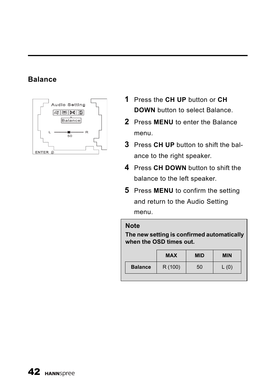 Balance | HANNspree 9.6'' Liquid Crystal Display Television K223-10A1 User Manual | Page 43 / 61