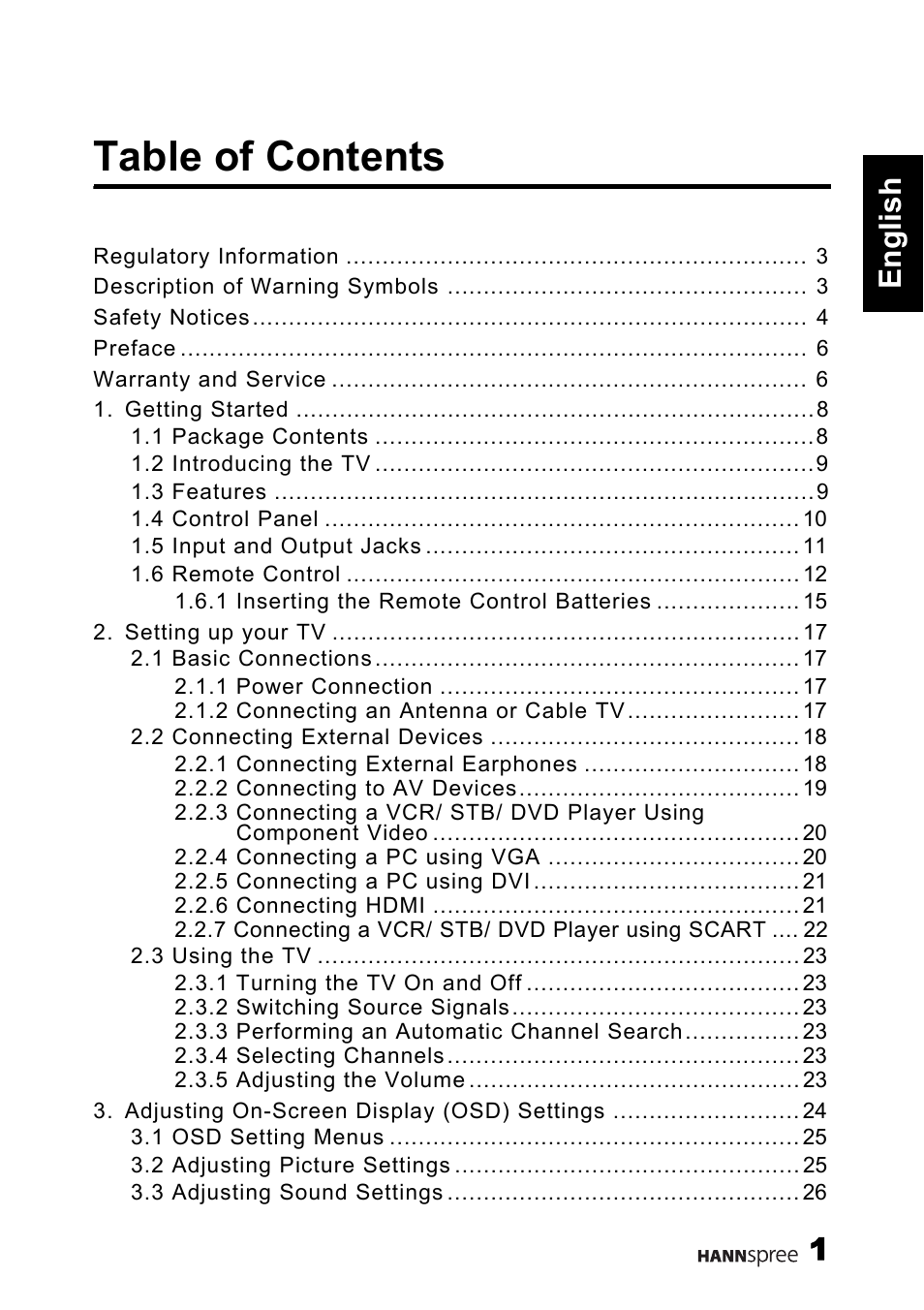 HANNspree 62-01000016G000 User Manual | Page 2 / 39
