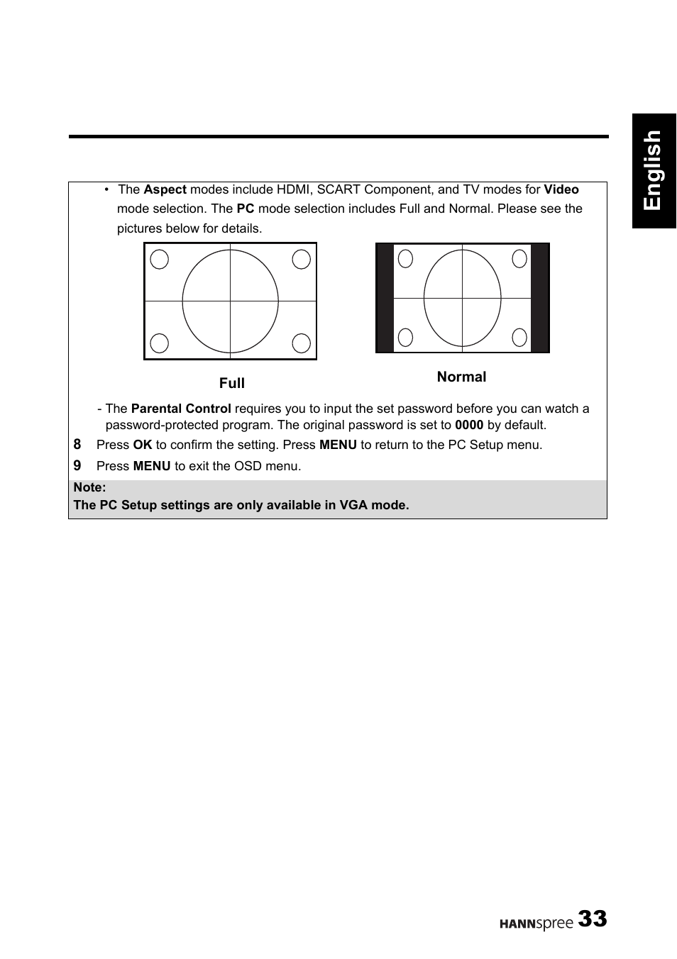 English 33 | HANNspree 62-01000016G000 User Manual | Page 34 / 39