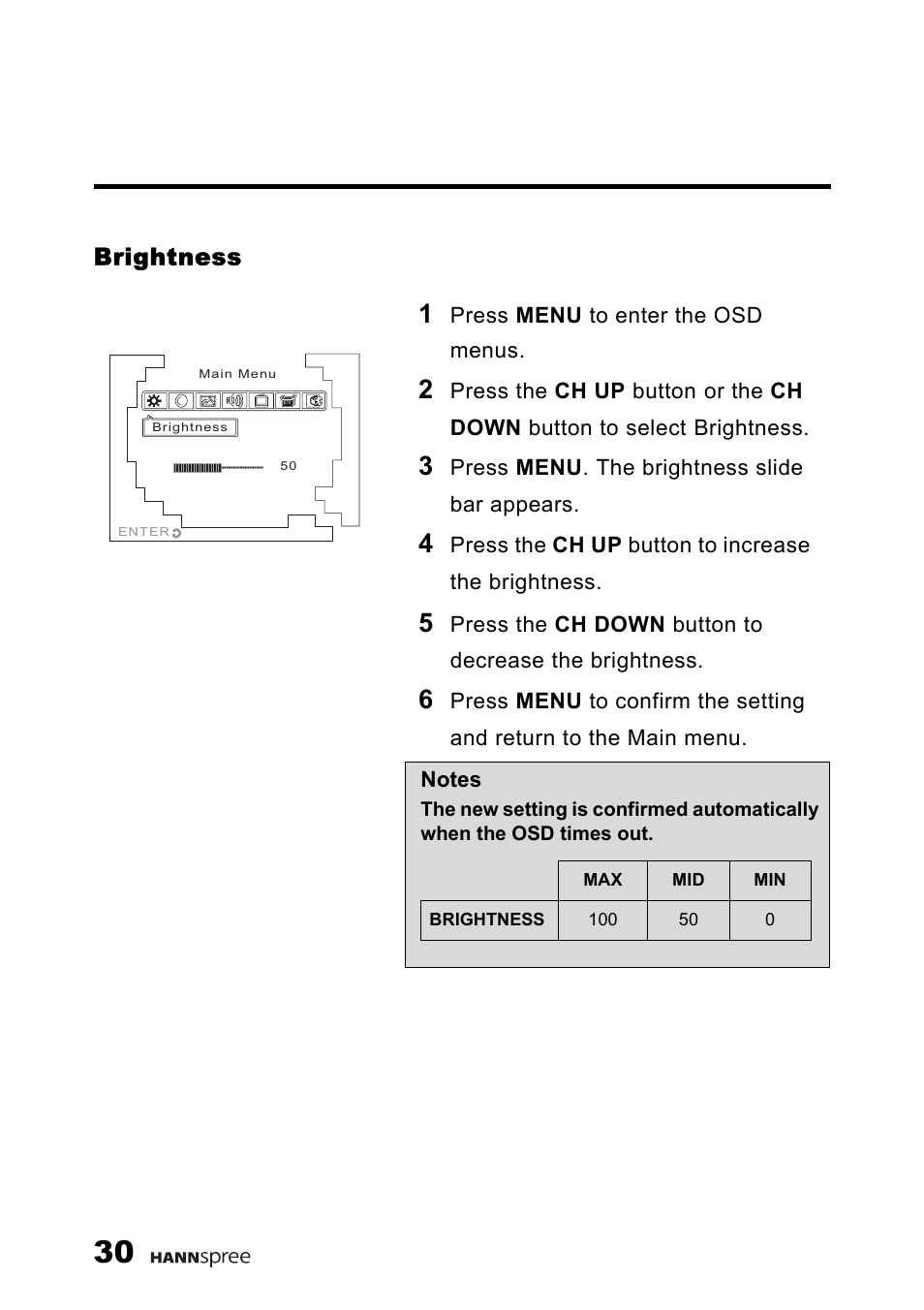 Brightness | HANNspree F660-10A1 User Manual | Page 31 / 59