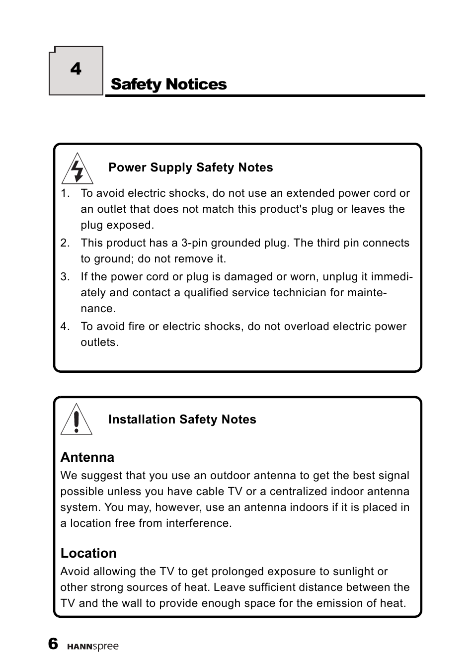 Safety notices | HANNspree F660-10A1 User Manual | Page 7 / 59