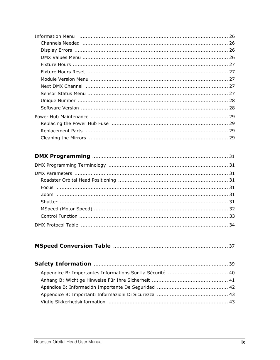 High End Systems Roadster Orbital Head System User Manual | Page 9 / 54