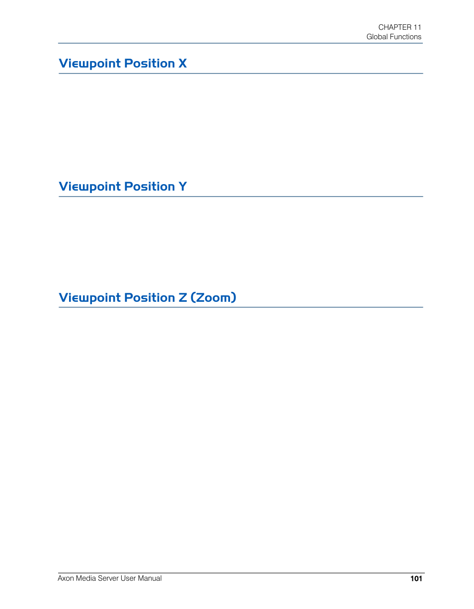 Viewpoint position x, Viewpoint position y, Viewpoint position z (zoom) | High End Systems AXON User Manual | Page 121 / 288