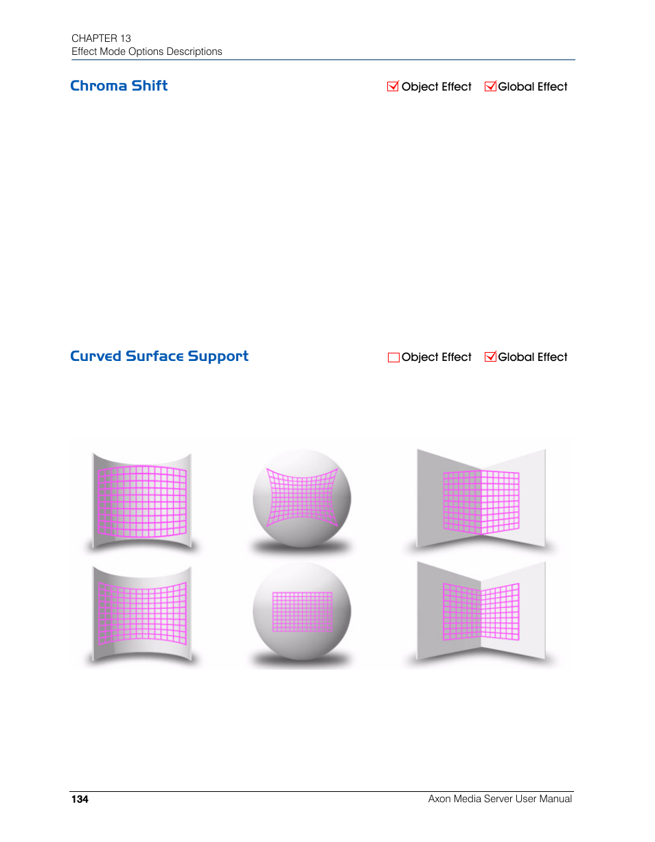 Chroma shift, Curved surface support, Chroma shift curved surface support | High End Systems AXON User Manual | Page 154 / 288