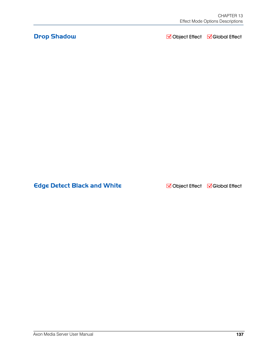 Drop shadow, Edge detect black and white, Drop shadow edge detect black and white | High End Systems AXON User Manual | Page 157 / 288