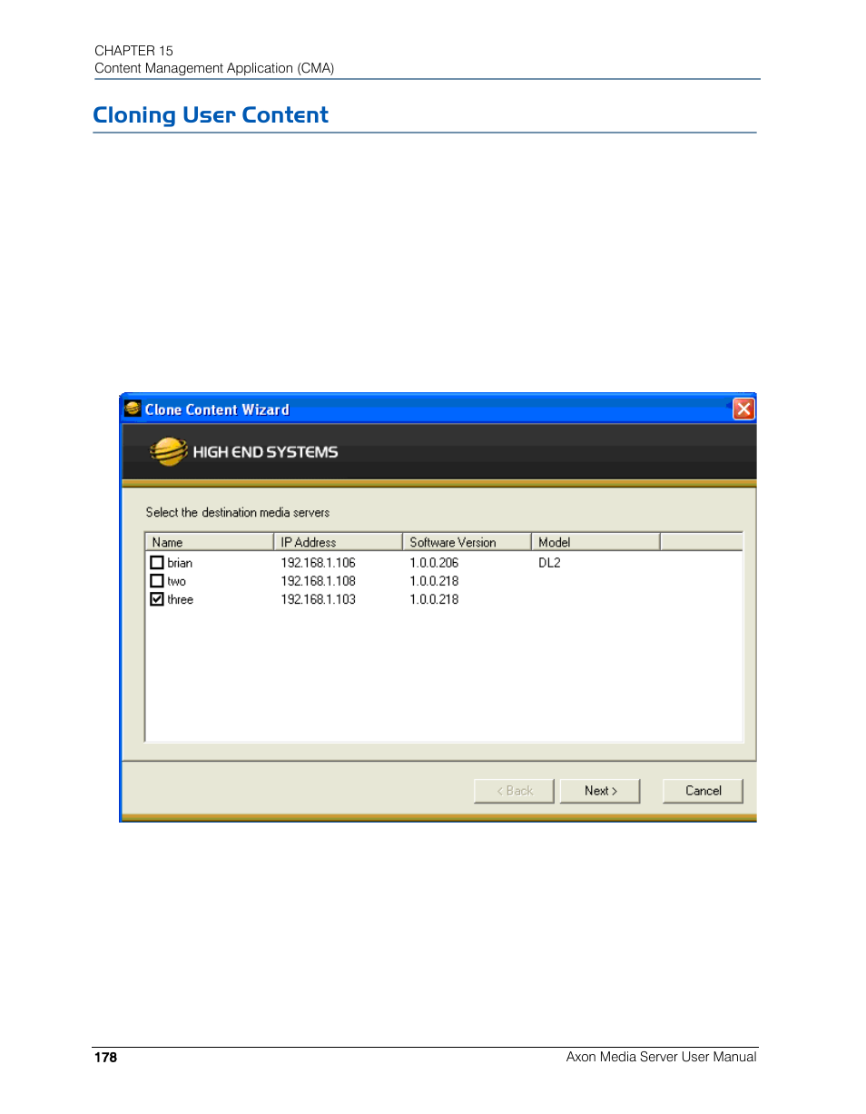 Cloning user content | High End Systems AXON User Manual | Page 198 / 288
