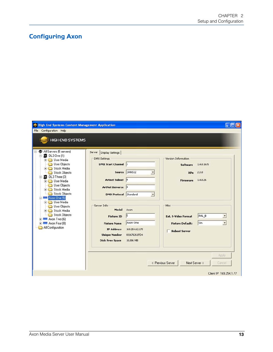 Configuring axon | High End Systems AXON User Manual | Page 33 / 288