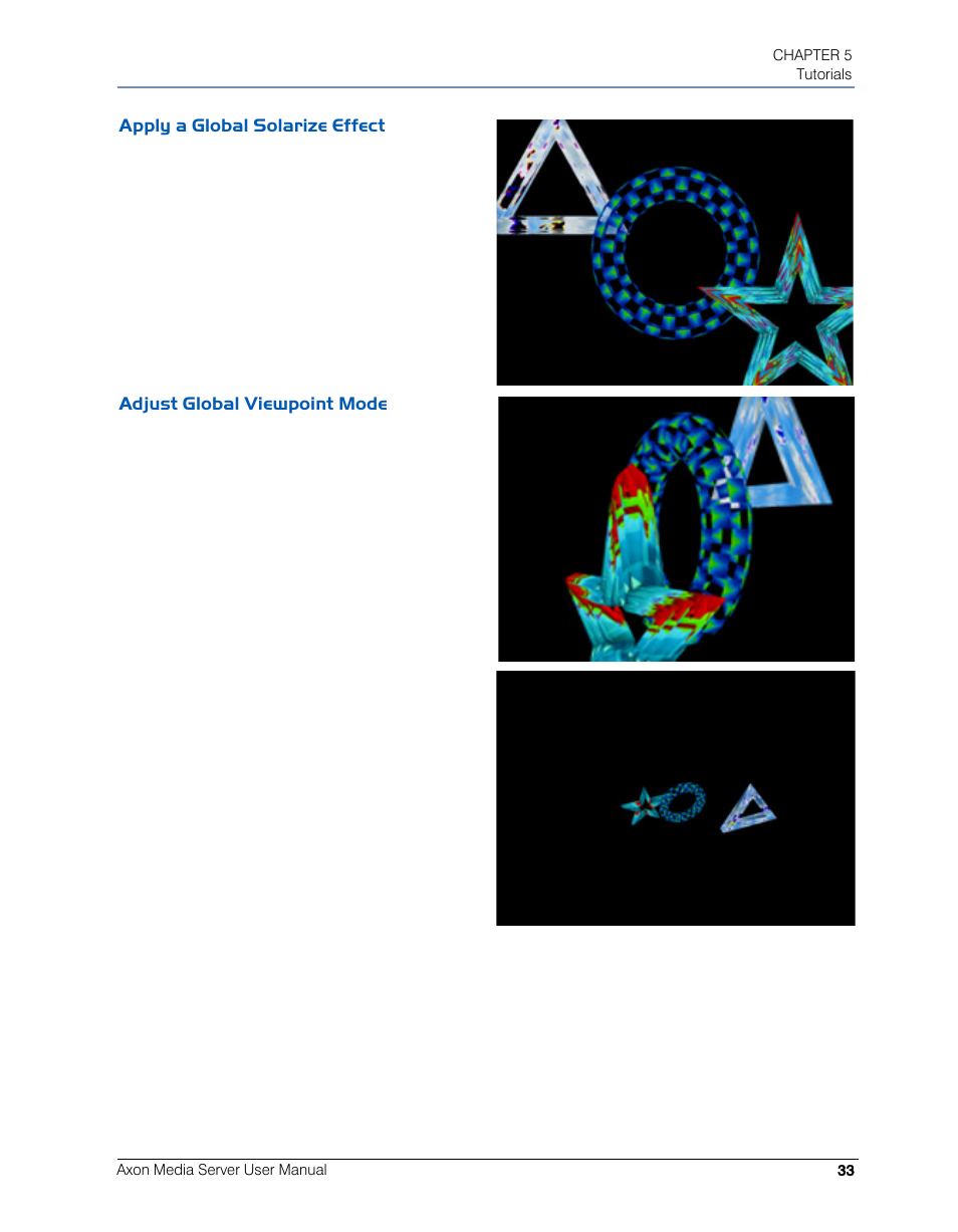 Apply a global solarize effect, Adjust global viewpoint mode | High End Systems AXON User Manual | Page 53 / 288