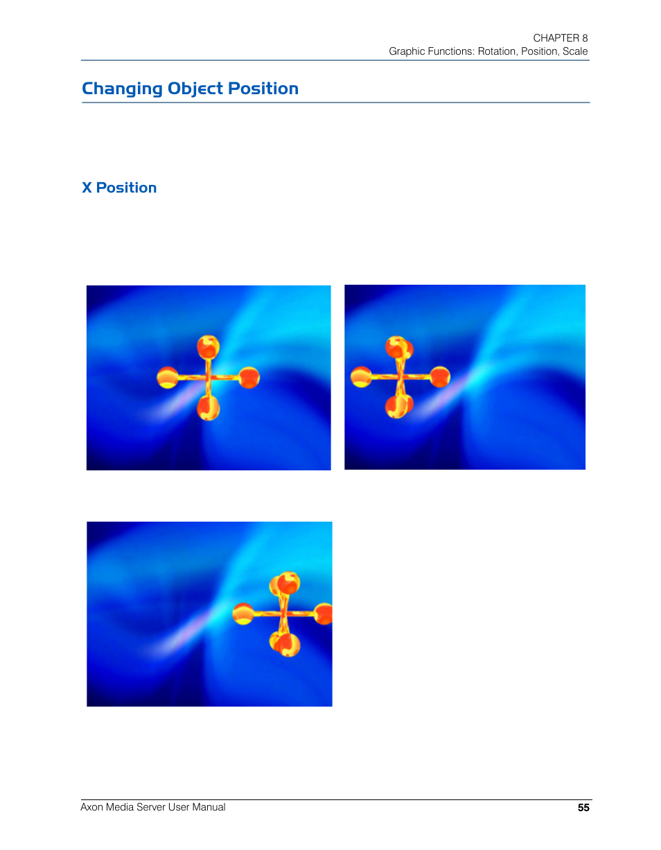 Changing object position, X position | High End Systems AXON User Manual | Page 75 / 288