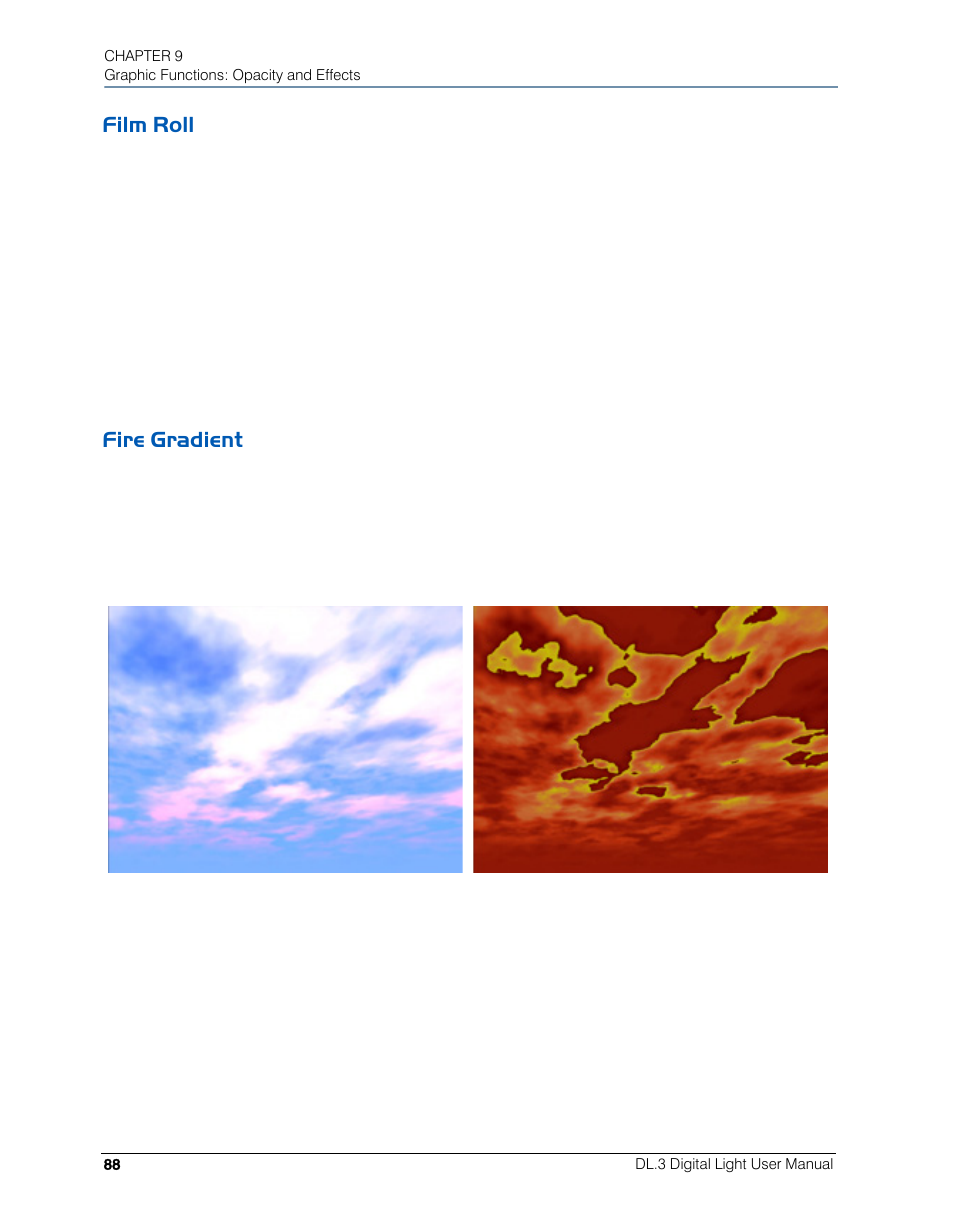 Film roll, Fire gradient, Film roll fire gradient | High End Systems DL.3 User Manual | Page 110 / 334