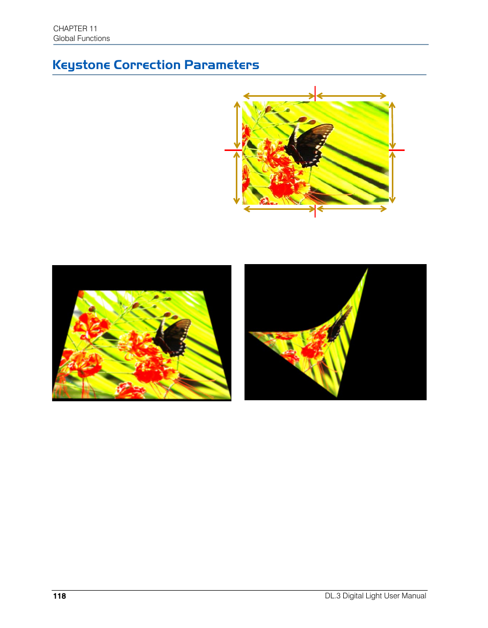Keystone correction parameters | High End Systems DL.3 User Manual | Page 140 / 334