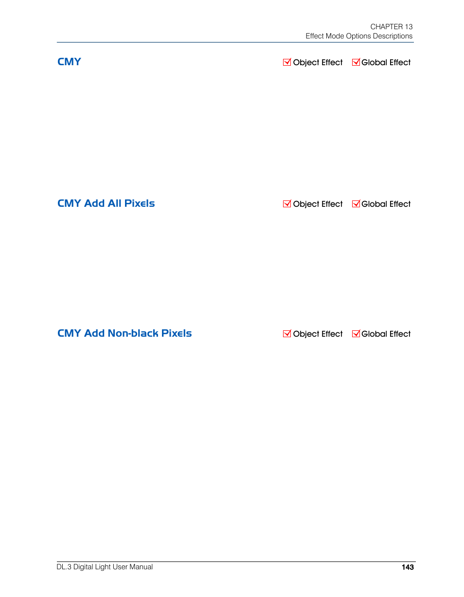 Cmy add all pixels, Cmy add non-black pixels, Cmy cmy add all pixels cmy add non-black pixels | High End Systems DL.3 User Manual | Page 165 / 334