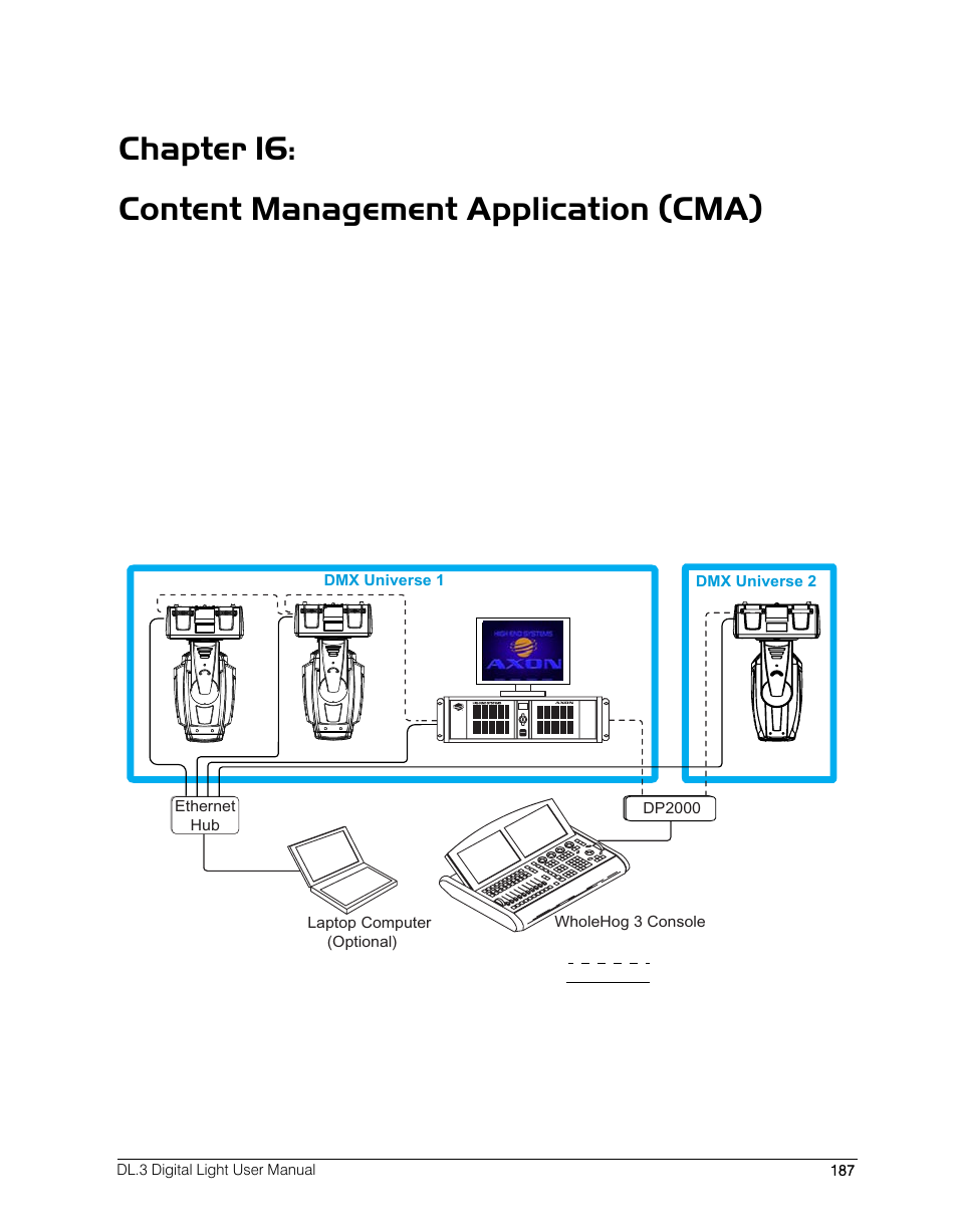 Chapter 16: content management application (cma), Chapter 16 | High End Systems DL.3 User Manual | Page 209 / 334