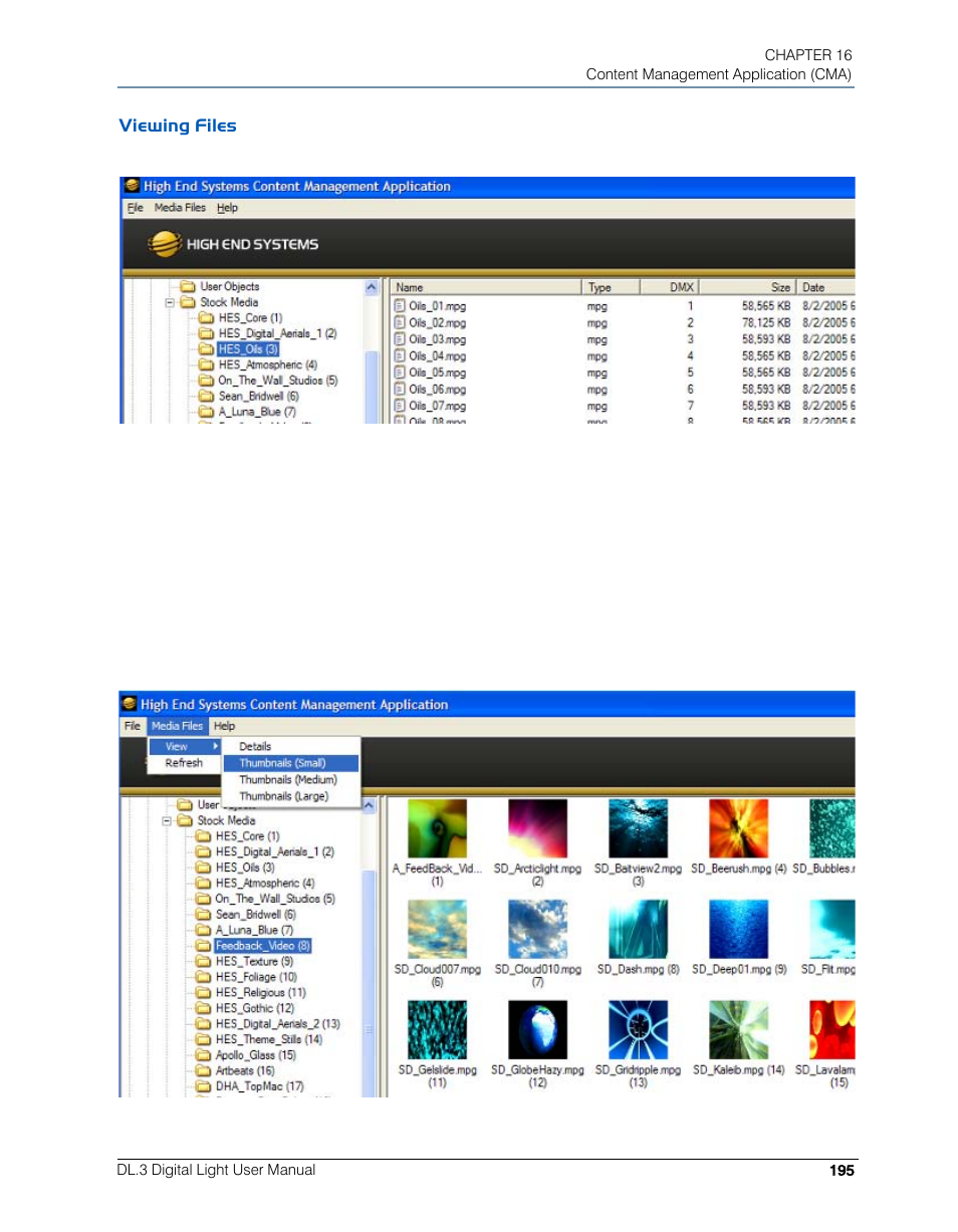 Viewing files | High End Systems DL.3 User Manual | Page 217 / 334