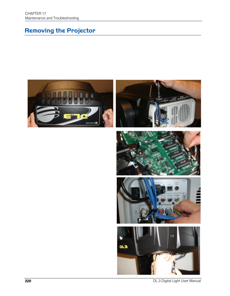 Removing the projector | High End Systems DL.3 User Manual | Page 242 / 334