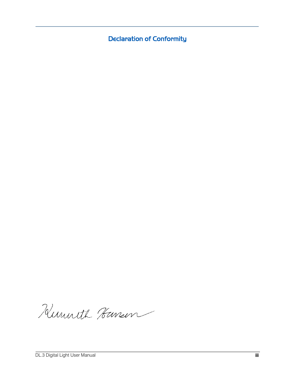 Declaration of conformity | High End Systems DL.3 User Manual | Page 3 / 334