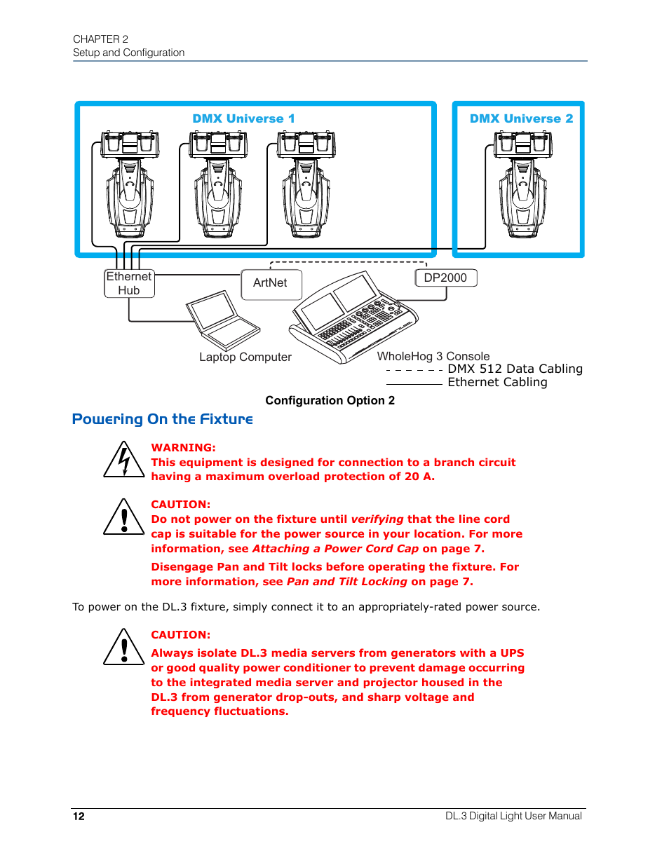 Powering on the fixture | High End Systems DL.3 User Manual | Page 34 / 334