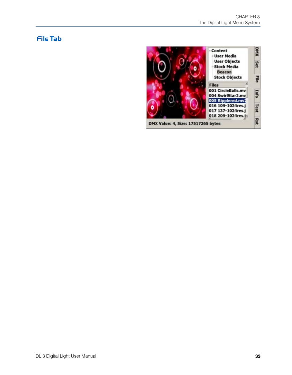 File tab | High End Systems DL.3 User Manual | Page 55 / 334
