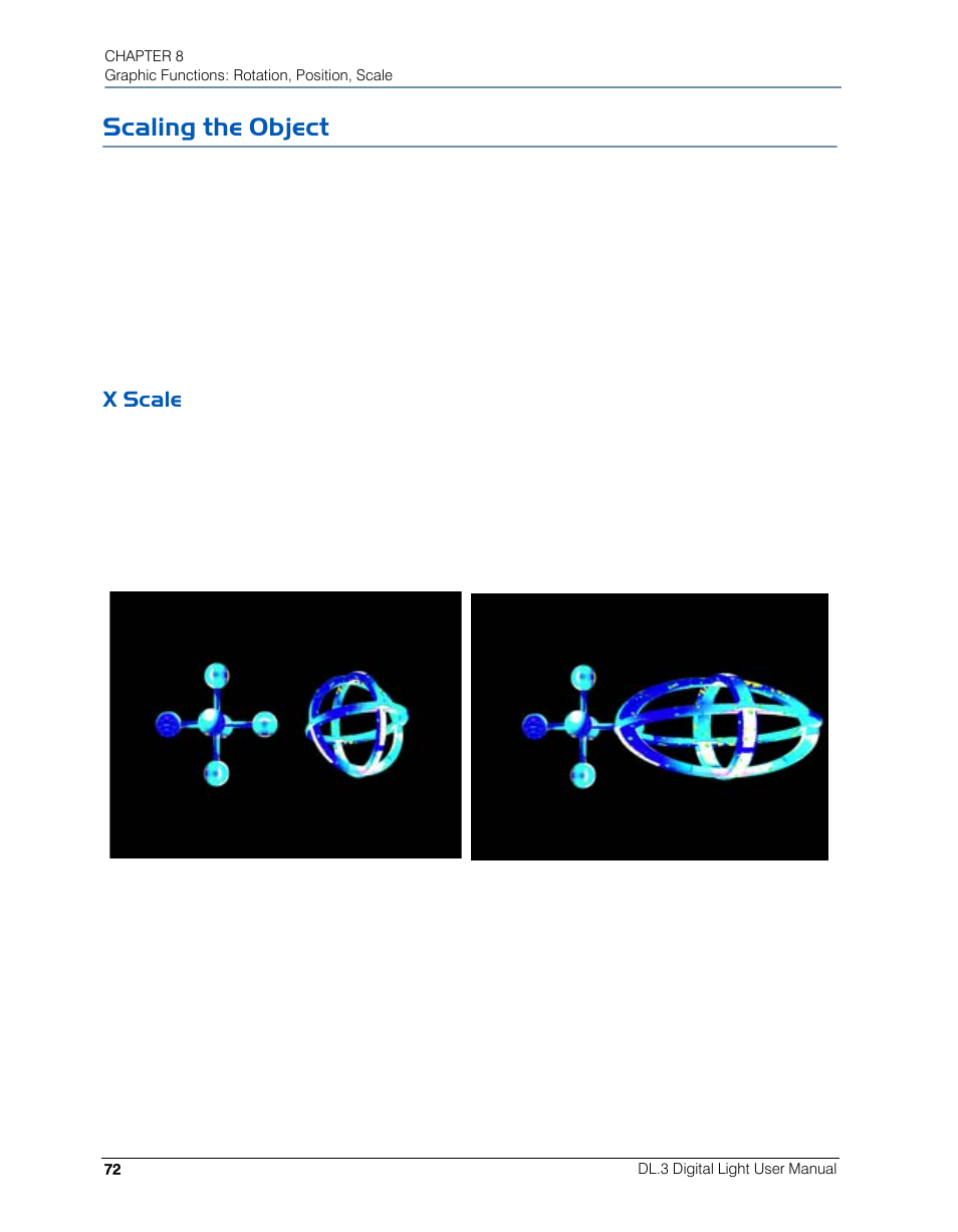 Scaling the object, X scale | High End Systems DL.3 User Manual | Page 94 / 334