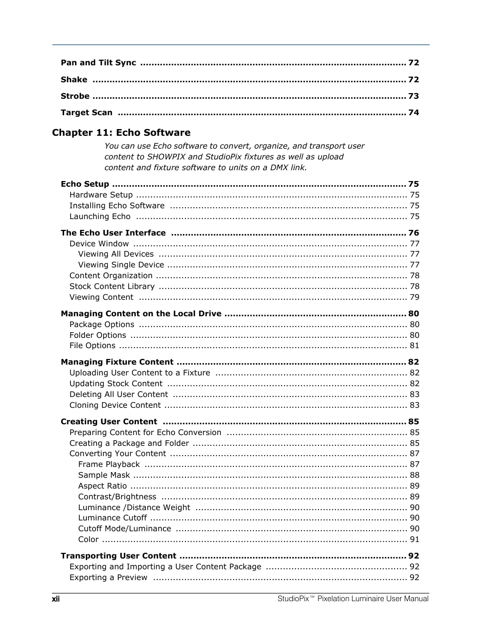 High End Systems StudioPix Pixelation Luminaire User Manual | Page 12 / 118