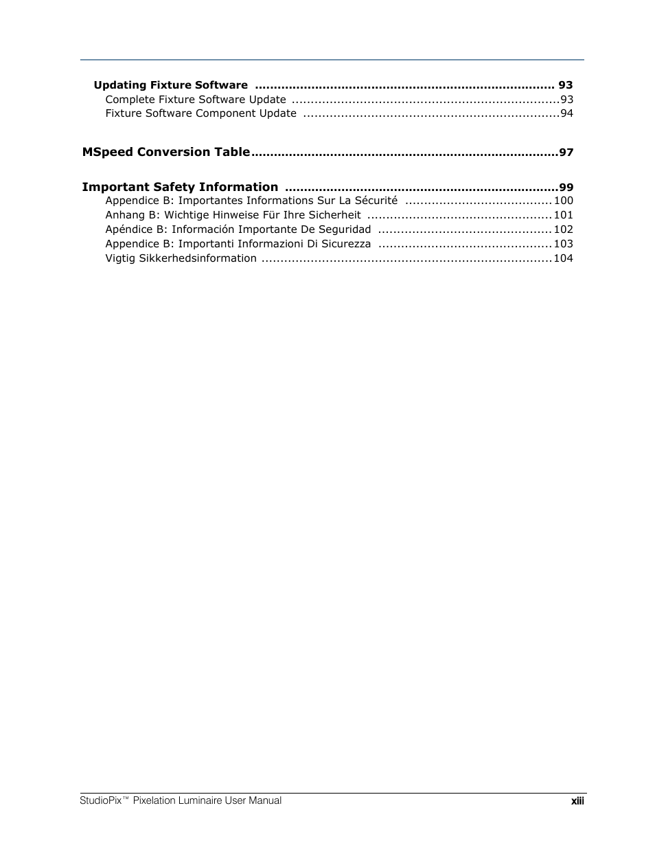 High End Systems StudioPix Pixelation Luminaire User Manual | Page 13 / 118
