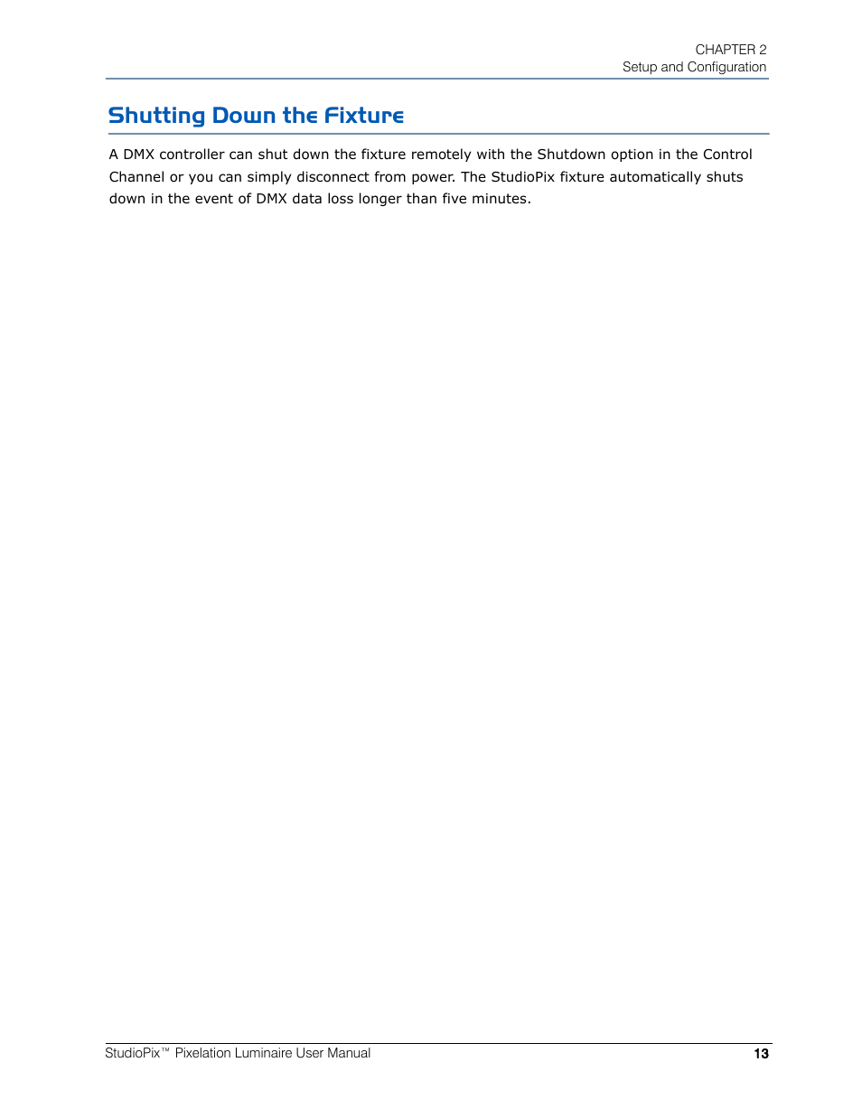Shutting down the fixture | High End Systems StudioPix Pixelation Luminaire User Manual | Page 27 / 118