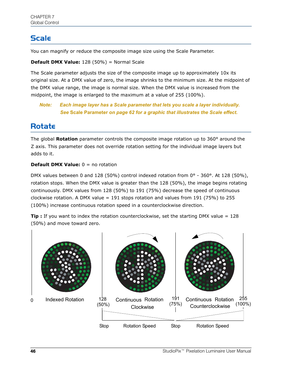 Scale, Rotate | High End Systems StudioPix Pixelation Luminaire User Manual | Page 60 / 118
