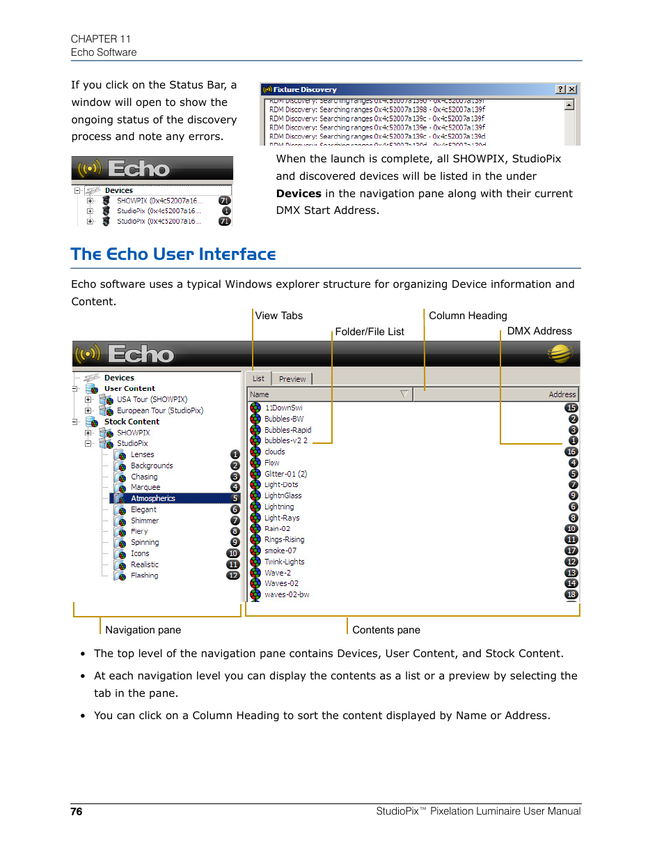 The echo user interface | High End Systems StudioPix Pixelation Luminaire User Manual | Page 90 / 118