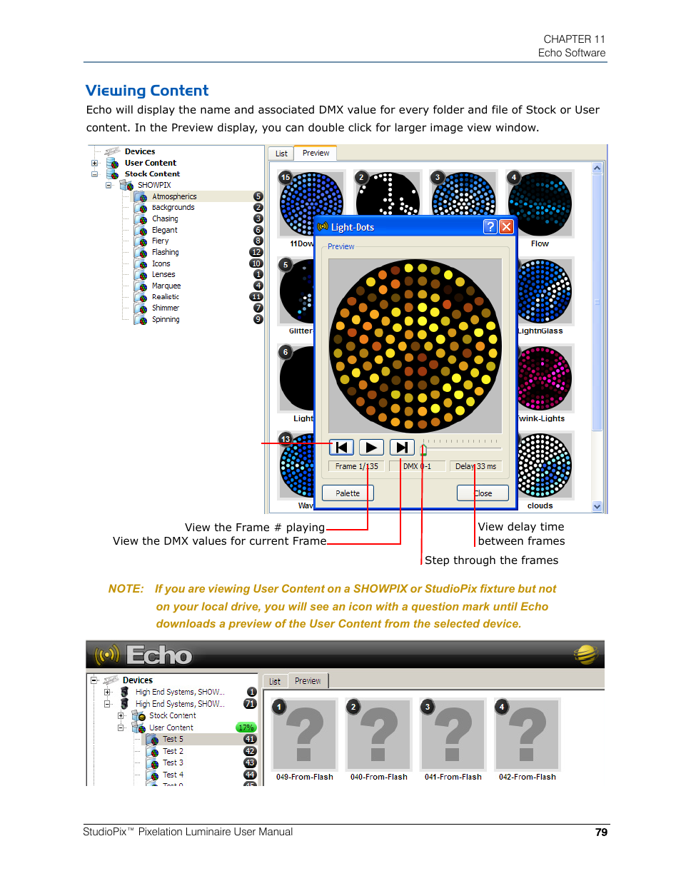Viewing content | High End Systems StudioPix Pixelation Luminaire User Manual | Page 93 / 118