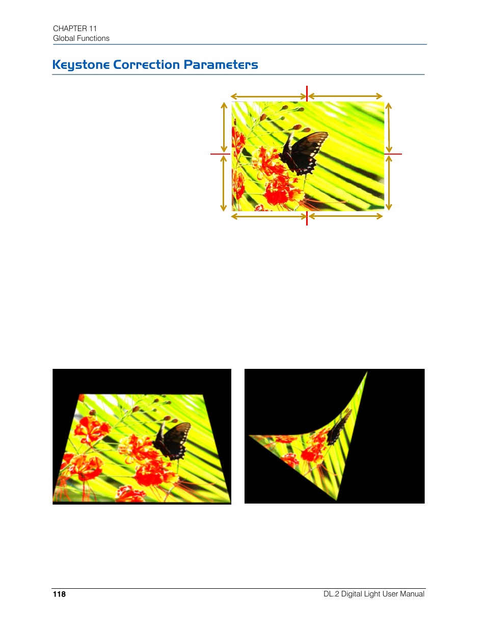 Keystone correction parameters | High End Systems DL.2 User Manual | Page 140 / 322