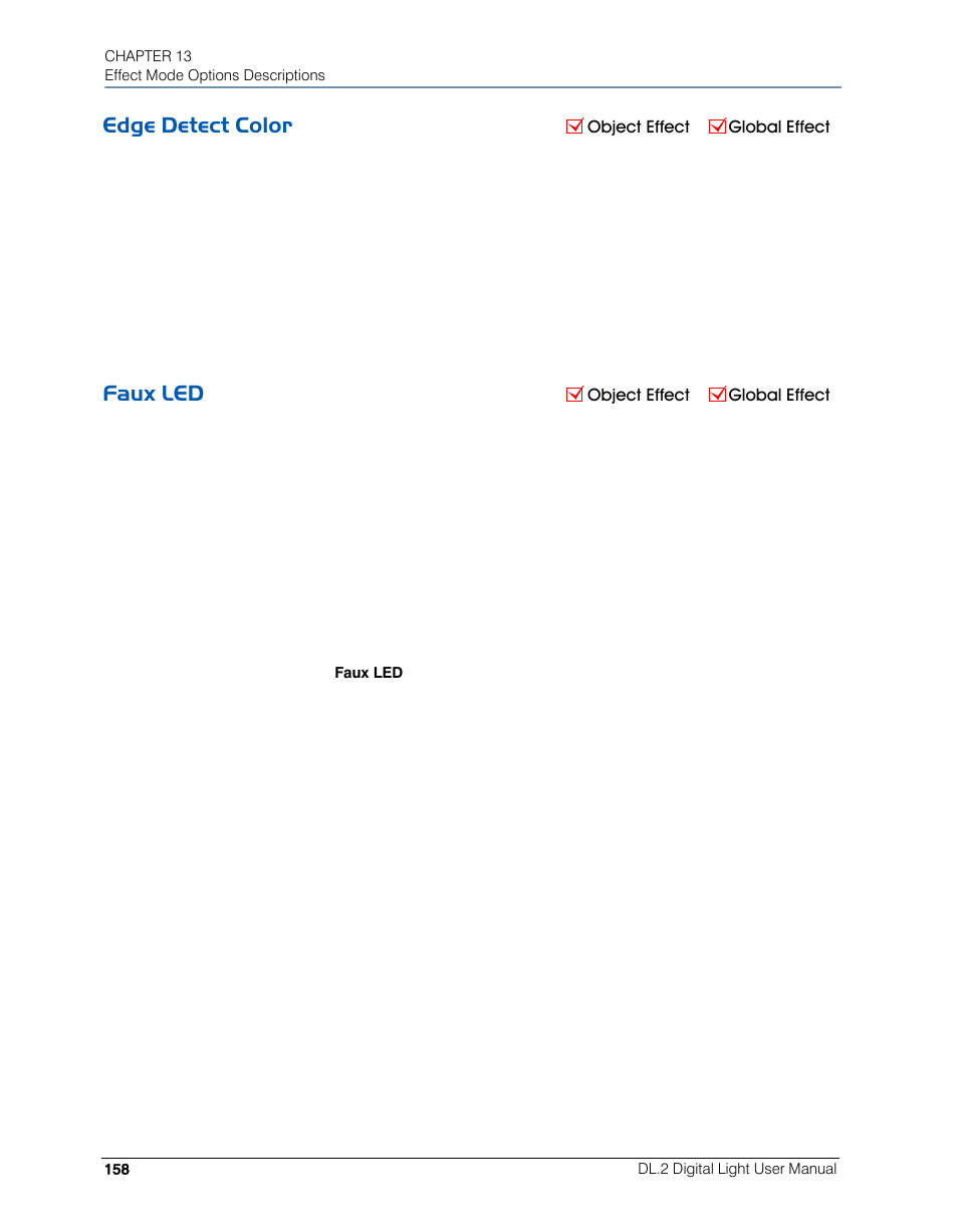 Edge detect color, Faux led, Edge detect color faux led | High End Systems DL.2 User Manual | Page 180 / 322