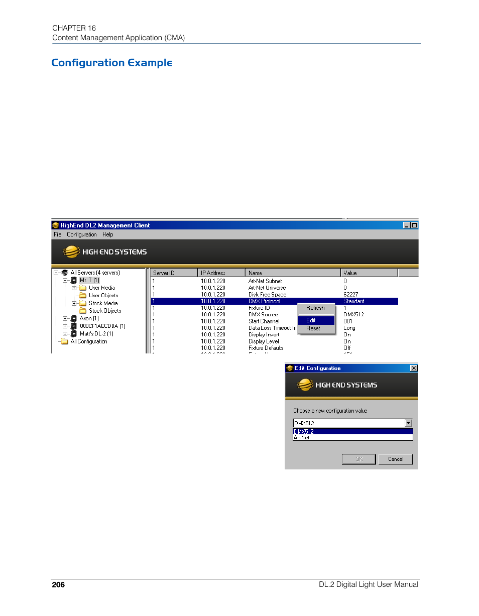 Configuration example | High End Systems DL.2 User Manual | Page 228 / 322