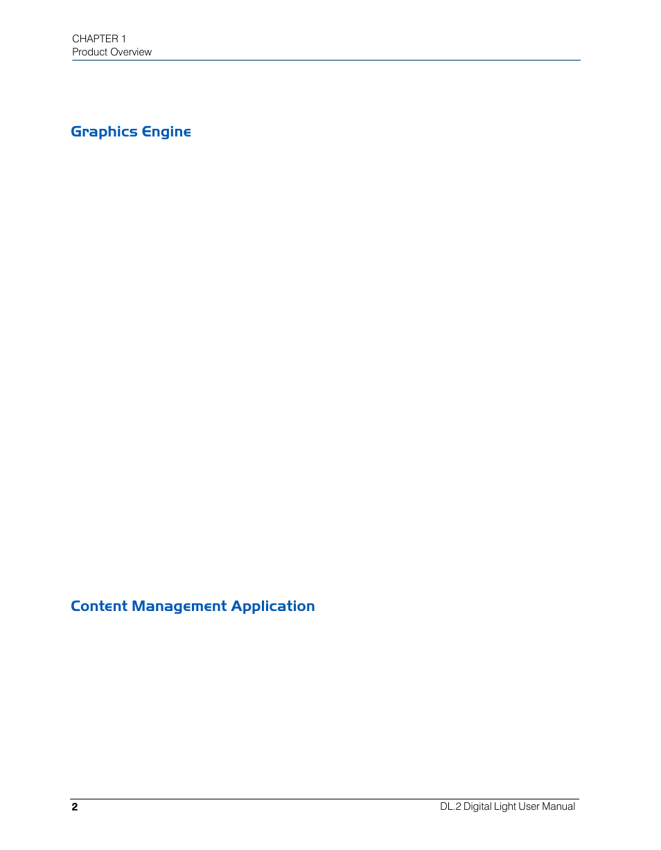 Graphics engine, Content management application, Graphics engine content management application | High End Systems DL.2 User Manual | Page 24 / 322