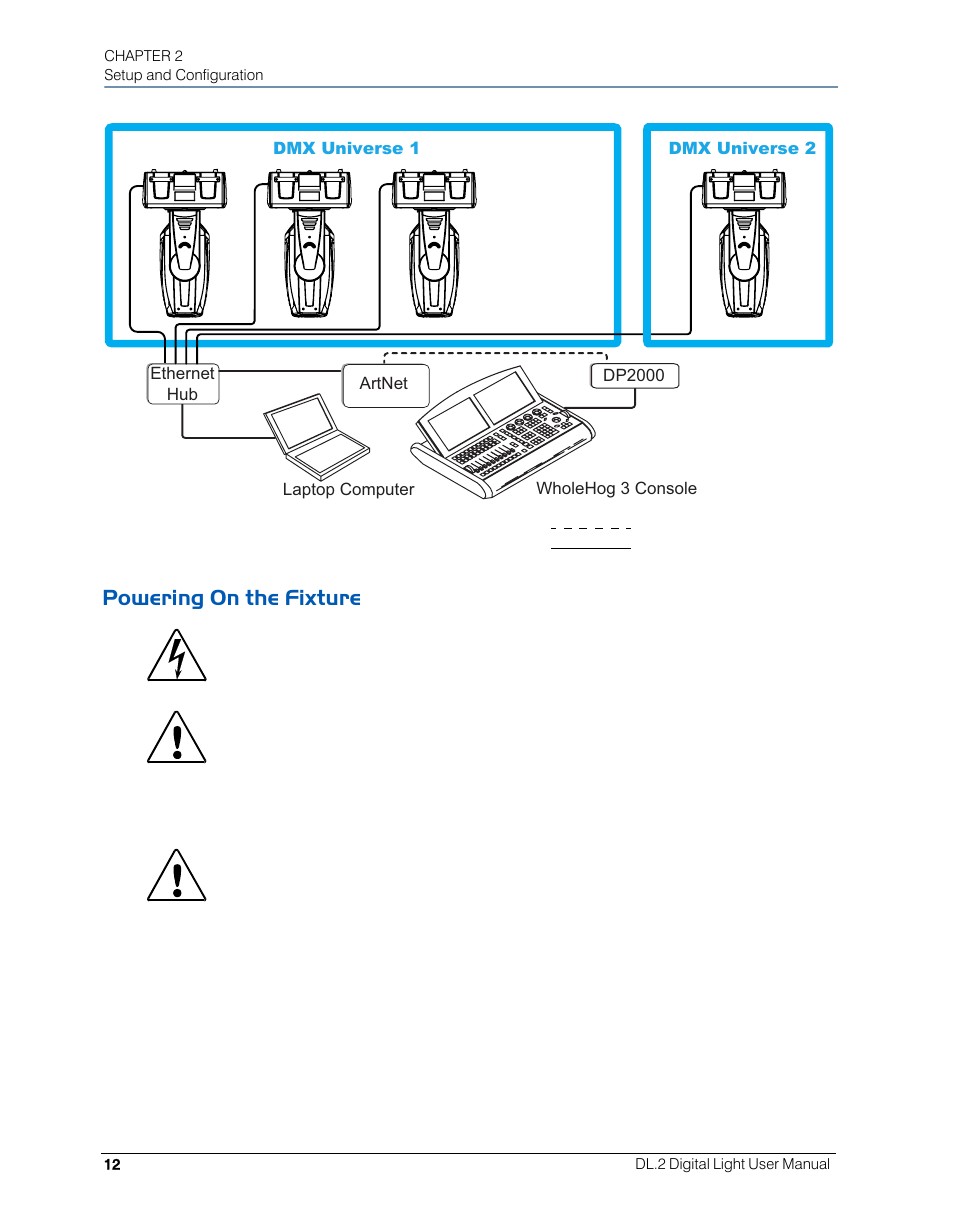 Powering on the fixture | High End Systems DL.2 User Manual | Page 34 / 322