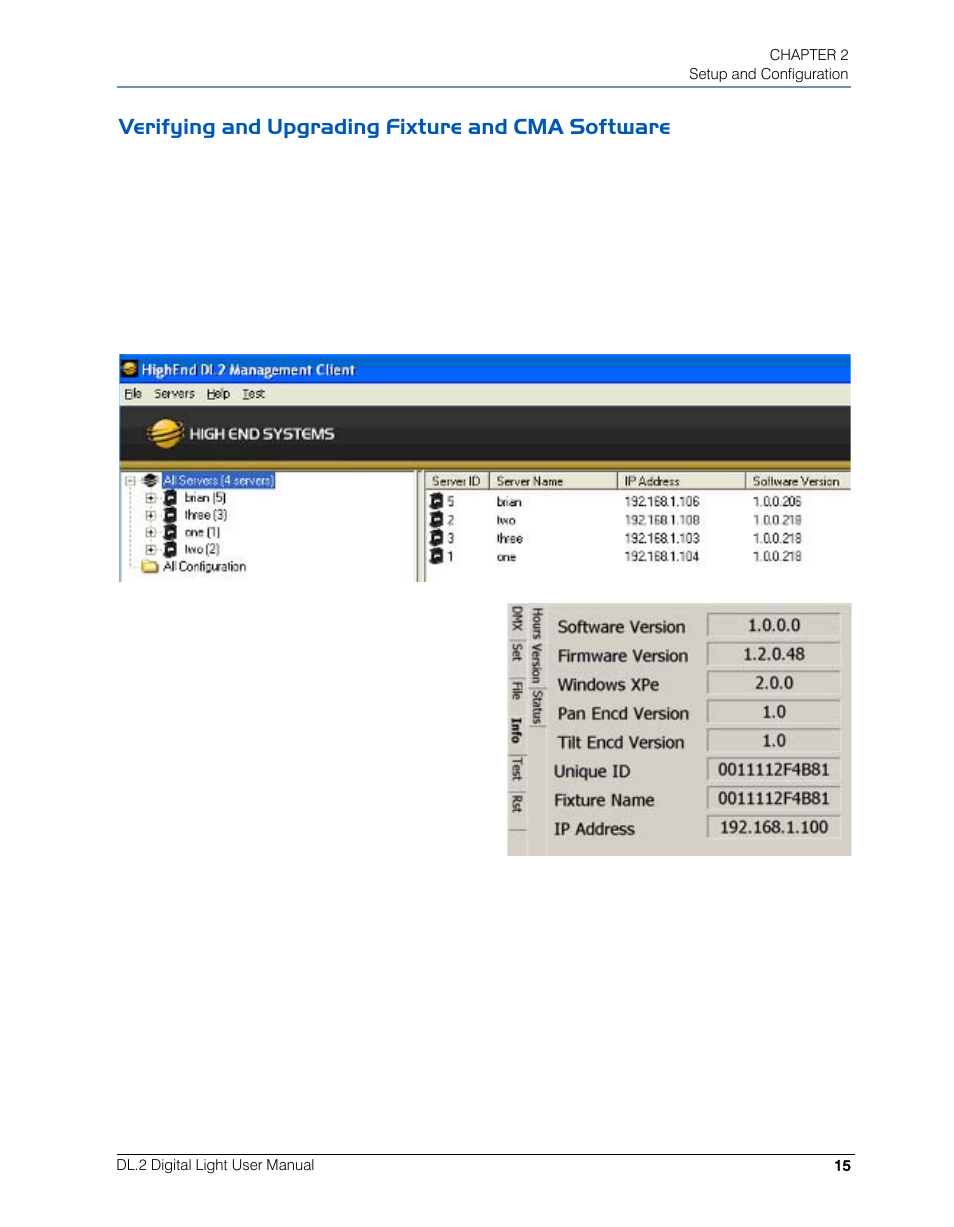 Verifying and upgrading fixture and cma software | High End Systems DL.2 User Manual | Page 37 / 322