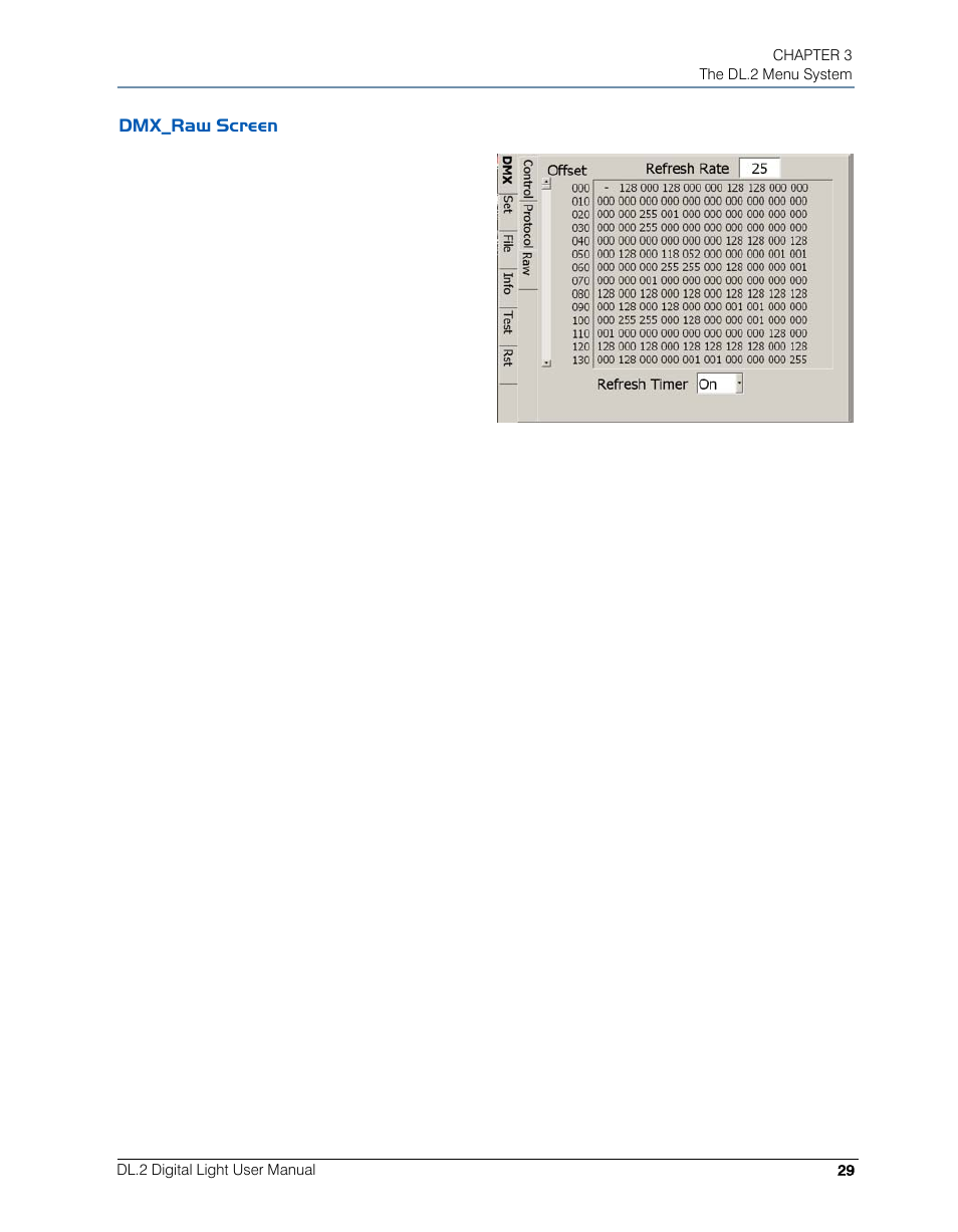 Dmx_raw screen | High End Systems DL.2 User Manual | Page 51 / 322