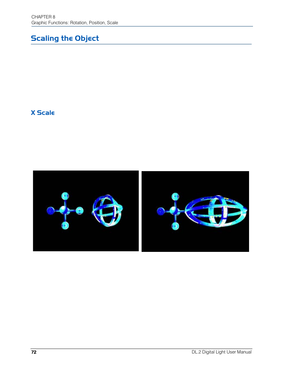 Scaling the object, X scale | High End Systems DL.2 User Manual | Page 94 / 322