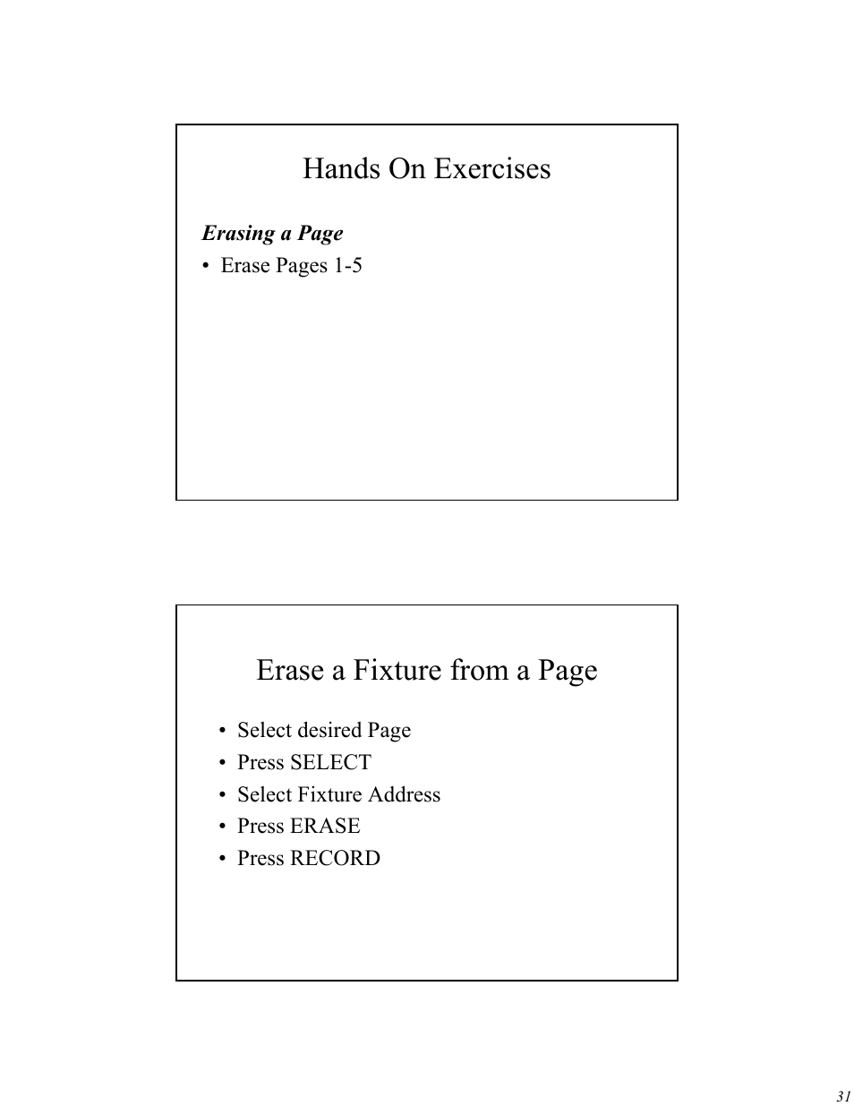 Hands on exercises, Erase a fixture from a page | High End Systems Universal Controller User Manual | Page 31 / 44