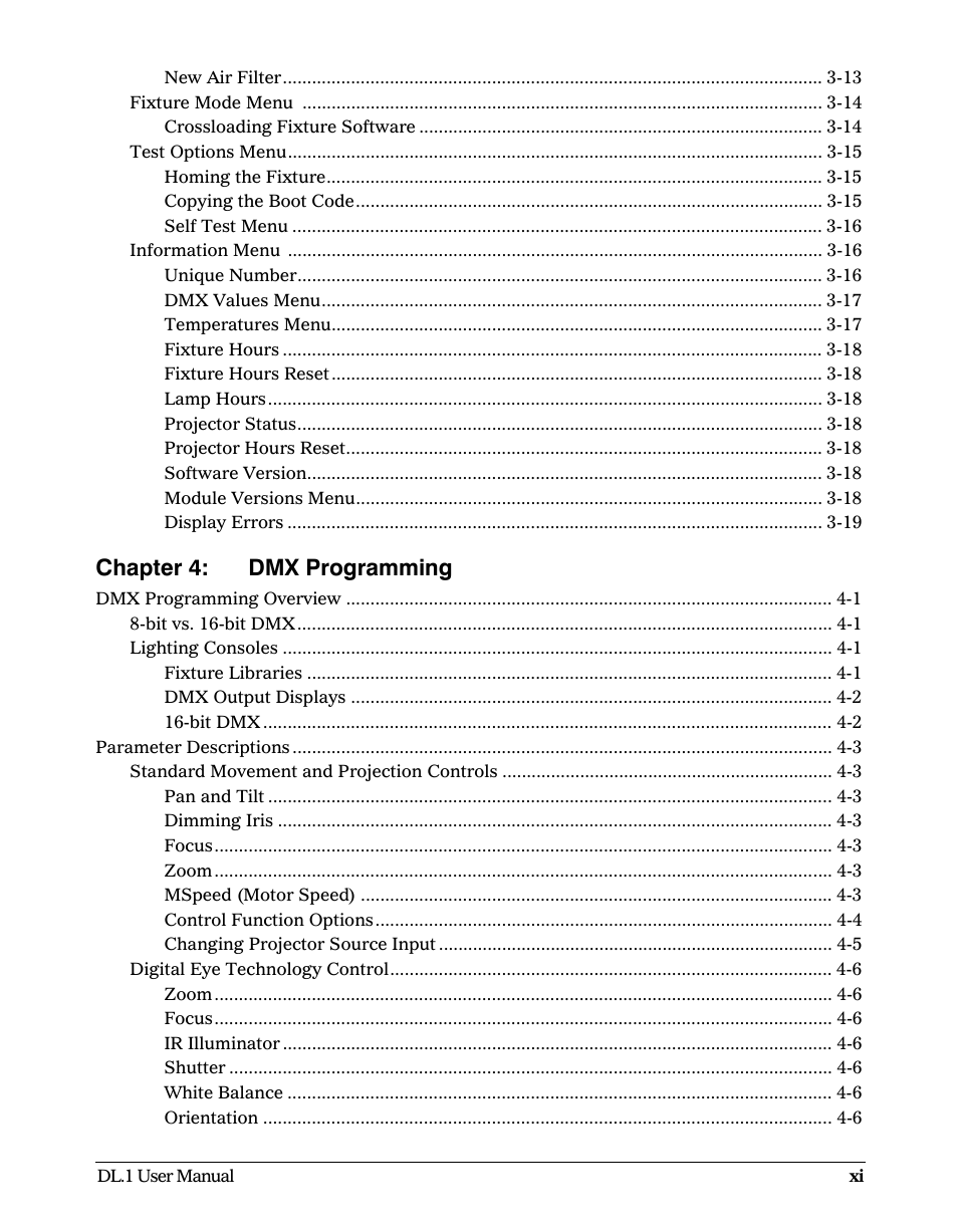 Chapter 4: dmx programming | High End Systems DL1 User Manual | Page 11 / 82