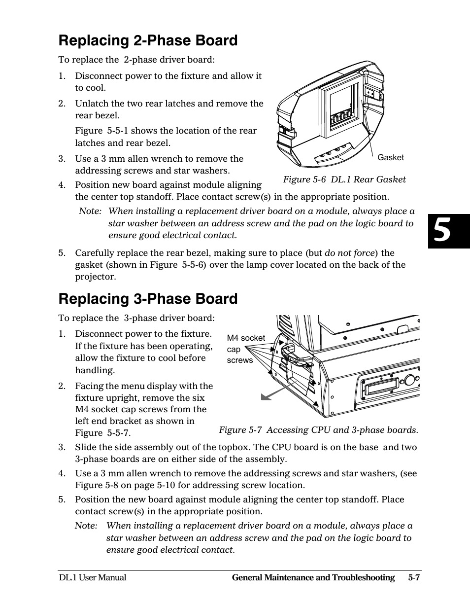 Replacing 2-phase board, Replacing 3-phase board | High End Systems DL1 User Manual | Page 67 / 82