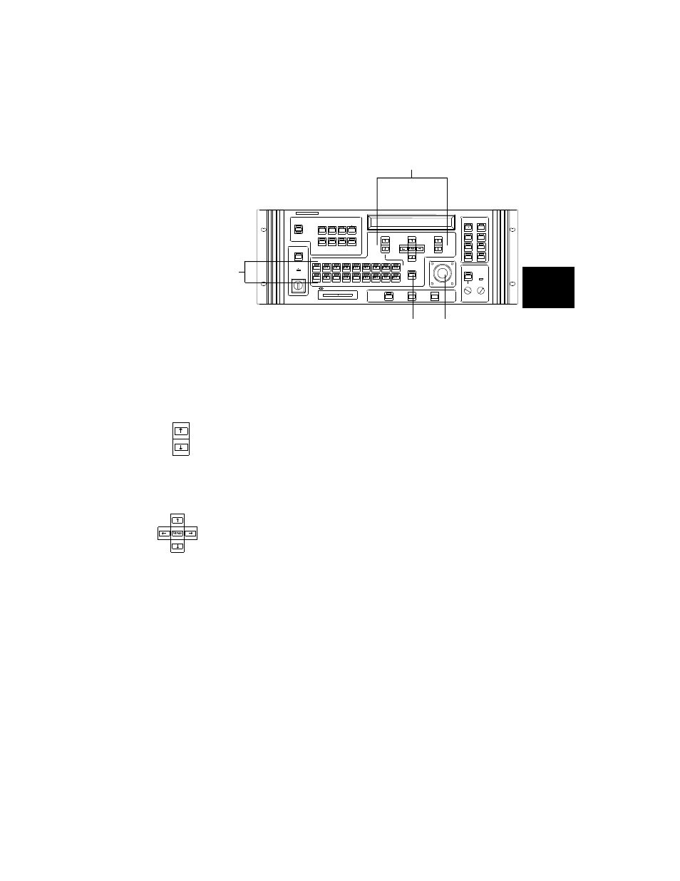 Figure 32 . second of two drawings showing groups, Arrow keys move you through the menu options, the, Down | Left, Right | High End Systems High End LCD Controller for Studio Color User Manual | Page 69 / 272