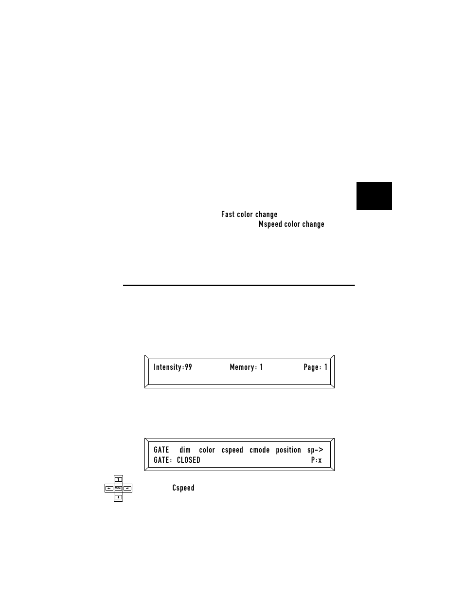 Cspeed, Setting cspeed | High End Systems High End LCD Controller for Studio Color User Manual | Page 83 / 272