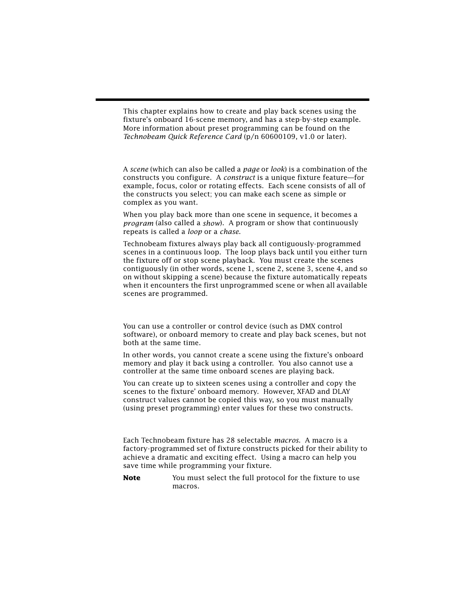 Programming overview, What is a “scene, Stand-alone operation vs. a controller | Macros, Programming overview -2 | High End Systems Technobeam User Manual | Page 101 / 173