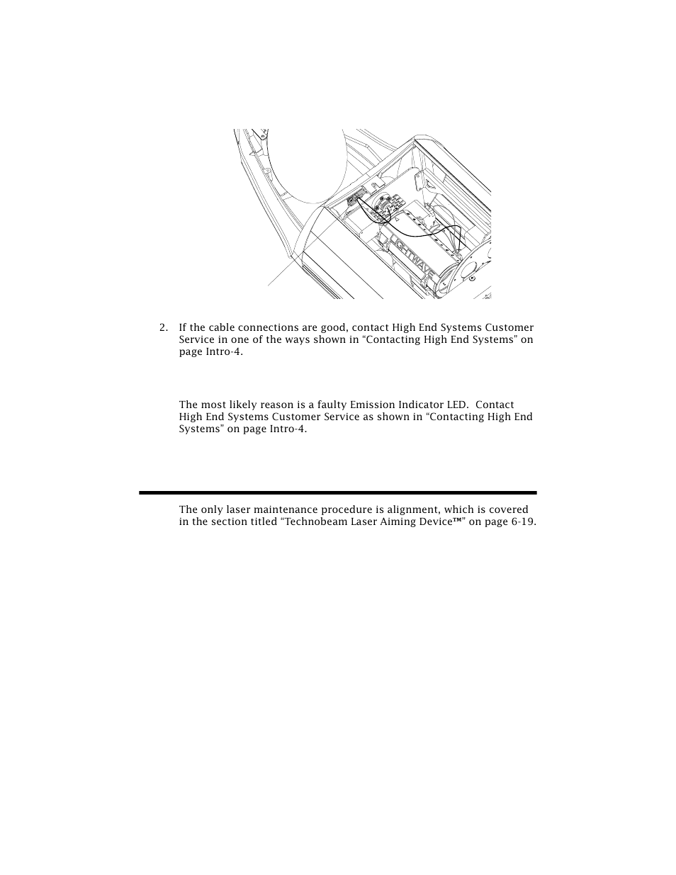 Laser on, emission indicator led off, Maintenance, Maintenance -8 | Own in figure 5-5 | High End Systems Technobeam User Manual | Page 119 / 173