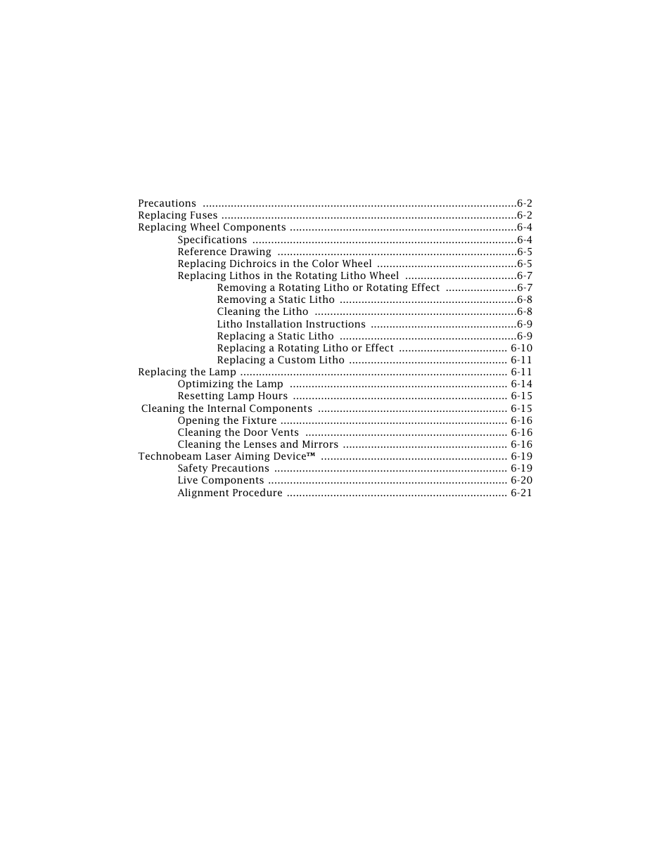 Chapter 6 servicing your fixture, Chapter 6, Servicing your fixture | High End Systems Technobeam User Manual | Page 120 / 173